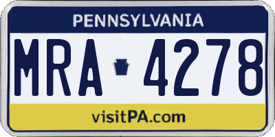 PA license plate MRA4278
