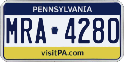 PA license plate MRA4280