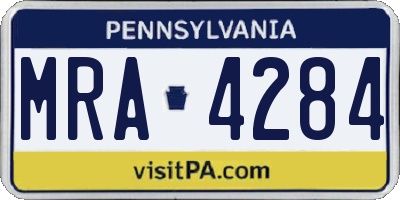 PA license plate MRA4284
