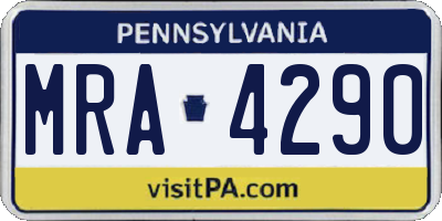 PA license plate MRA4290