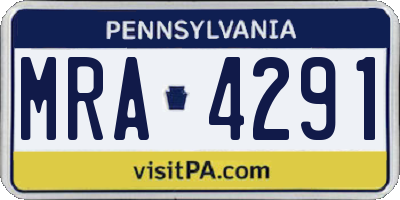 PA license plate MRA4291