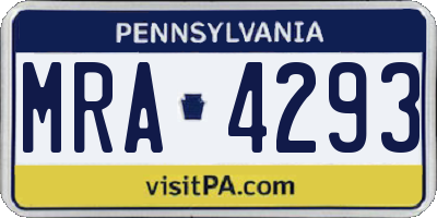 PA license plate MRA4293