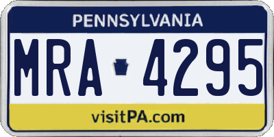 PA license plate MRA4295