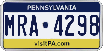 PA license plate MRA4298