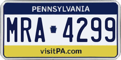 PA license plate MRA4299