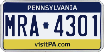 PA license plate MRA4301