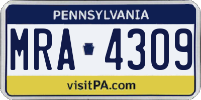 PA license plate MRA4309