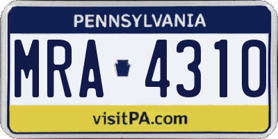 PA license plate MRA4310