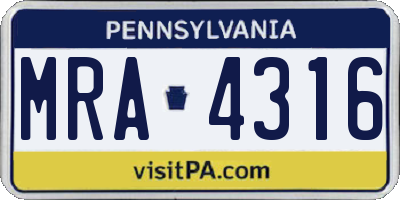 PA license plate MRA4316
