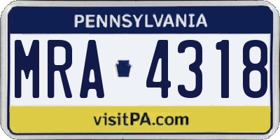 PA license plate MRA4318