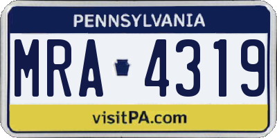 PA license plate MRA4319