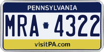 PA license plate MRA4322