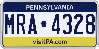 PA license plate MRA4328