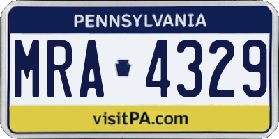 PA license plate MRA4329
