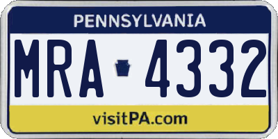 PA license plate MRA4332