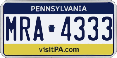 PA license plate MRA4333