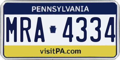 PA license plate MRA4334