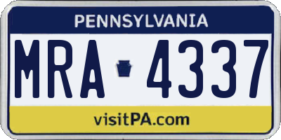 PA license plate MRA4337