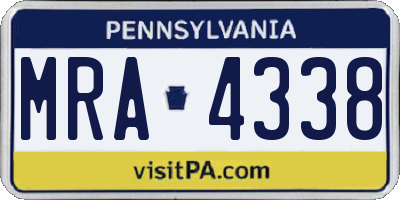 PA license plate MRA4338