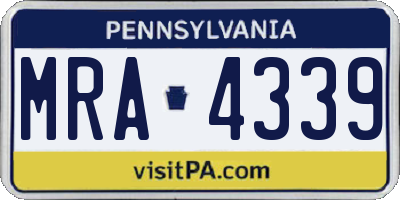 PA license plate MRA4339