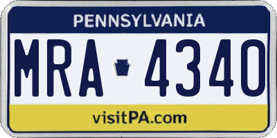 PA license plate MRA4340