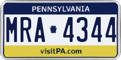 PA license plate MRA4344