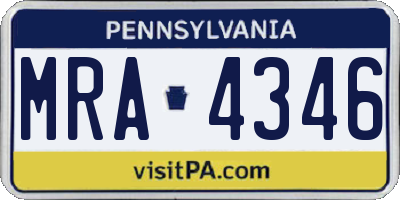 PA license plate MRA4346