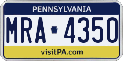 PA license plate MRA4350