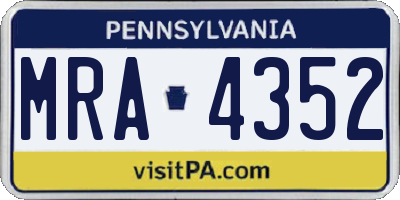 PA license plate MRA4352