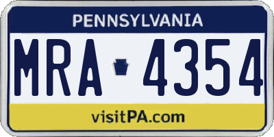 PA license plate MRA4354