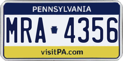 PA license plate MRA4356