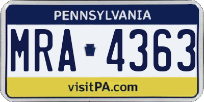 PA license plate MRA4363