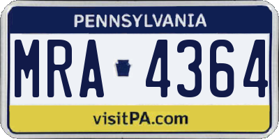 PA license plate MRA4364