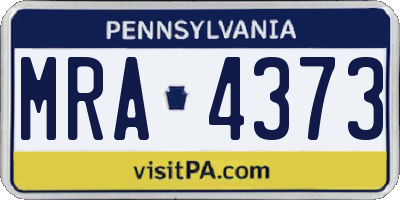 PA license plate MRA4373