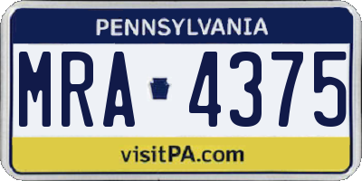 PA license plate MRA4375