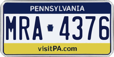 PA license plate MRA4376