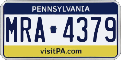 PA license plate MRA4379