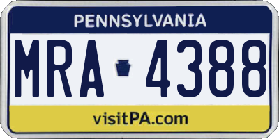 PA license plate MRA4388