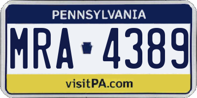 PA license plate MRA4389