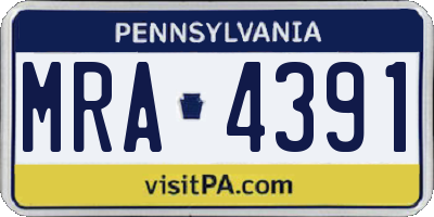 PA license plate MRA4391