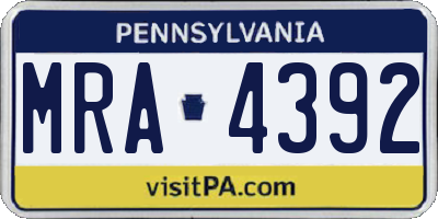 PA license plate MRA4392