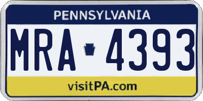 PA license plate MRA4393