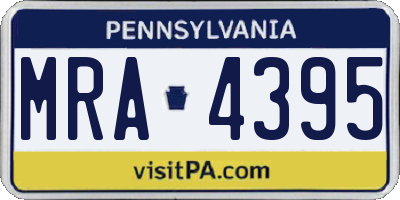 PA license plate MRA4395