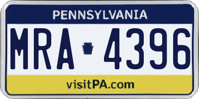 PA license plate MRA4396