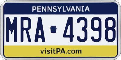 PA license plate MRA4398