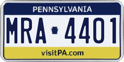 PA license plate MRA4401