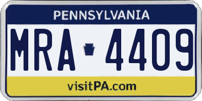 PA license plate MRA4409