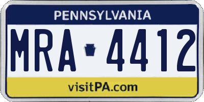 PA license plate MRA4412
