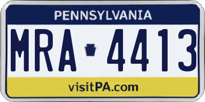 PA license plate MRA4413
