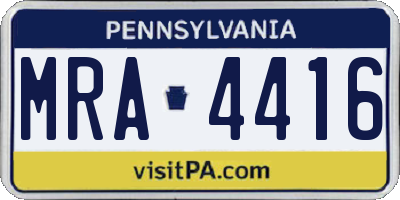 PA license plate MRA4416